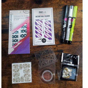 NAIL ART LOT NCLA Nail Wraps Sassy Chic Stickers Hansen Pen Black White Yellow